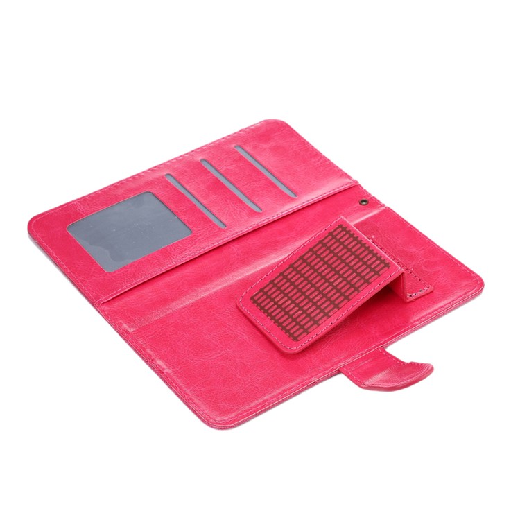 Texture Leather Wallet Universal Phone Case with Strap for iPhone X/8, Outer Size: 14.5x7.5x1.8cm - Rose-5