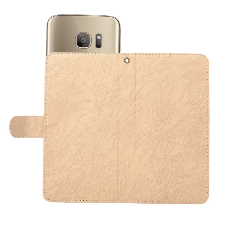 Texture Leather Wallet Universal Mobile Casing with Strap for iPhone X/8, Outer Size: 14.5x7.5x1.8cm - Apricot-6