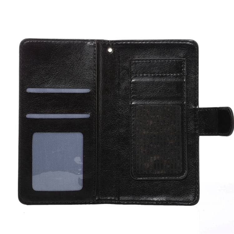 A4 Universal Leather Wallet Phone Case for iPhone 8 7 / Samsung Galaxy S4 with Lanyard - Black-4
