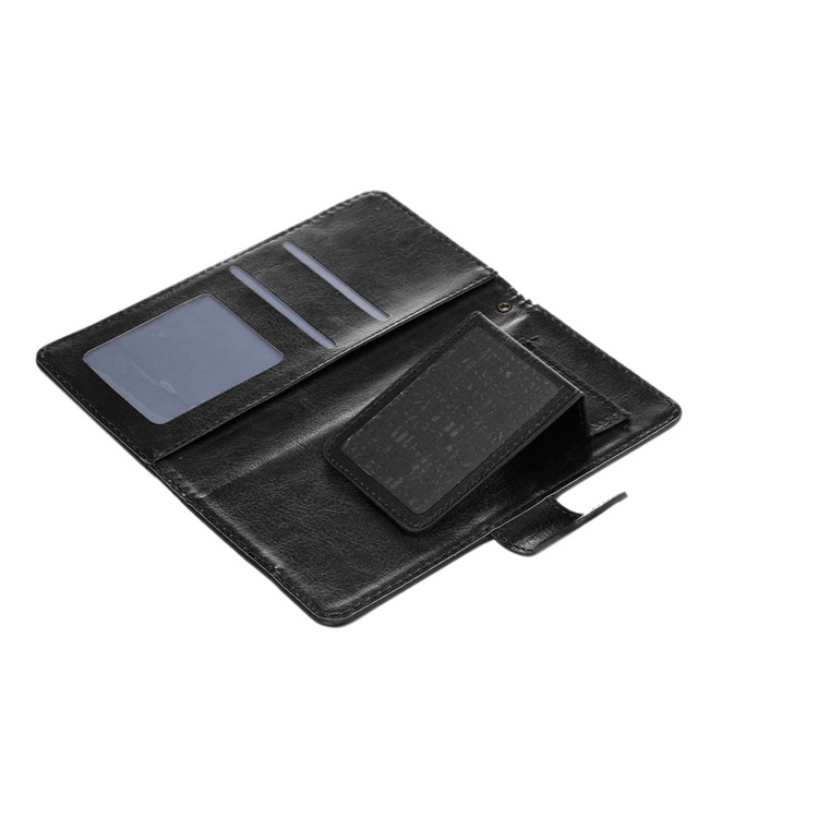 A4 Universal Leather Wallet Phone Case for iPhone 8 7 / Samsung Galaxy S4 with Lanyard - Black-5