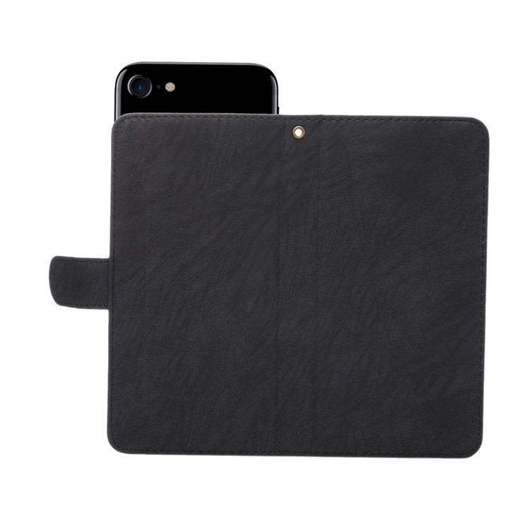 A4 Universal Leather Wallet Phone Case for iPhone 8 7 / Samsung Galaxy S4 with Lanyard - Black-6