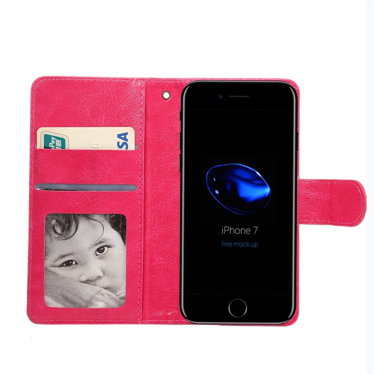 A4 Universal Leather Wallet Phone Shell for iPhone 8 7 / Samsung Galaxy S4 with Lanyard - Rose-3