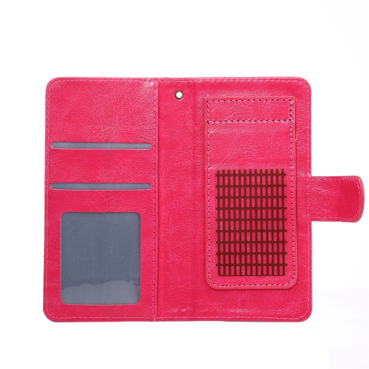 A4 Universal Leather Wallet Phone Shell for iPhone 8 7 / Samsung Galaxy S4 with Lanyard - Rose-4