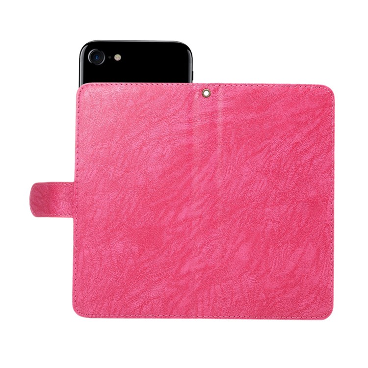 A4 Universal Leather Wallet Phone Shell for iPhone 8 7 / Samsung Galaxy S4 with Lanyard - Rose-6