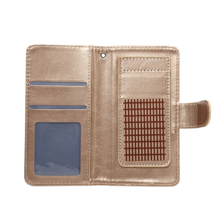 A4 Universal Leather Wallet Mobile Phone Case for iPhone 8 7 / Samsung Galaxy S4 with Lanyard - Apricot-4