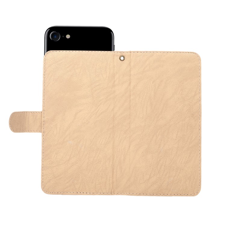 A4 Universal Leather Wallet Mobile Phone Case for iPhone 8 7 / Samsung Galaxy S4 with Lanyard - Apricot-6