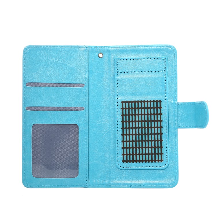 A4 Universal Leather Wallet Mobile Phone Cover Casing for iPhone 8 7 / Samsung Galaxy S4 with Lanyard - Blue-4
