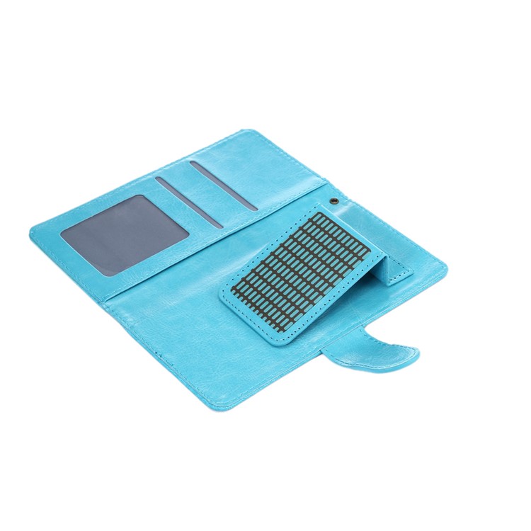 A4 Universal Leather Wallet Mobile Phone Cover Casing for iPhone 8 7 / Samsung Galaxy S4 with Lanyard - Blue-5
