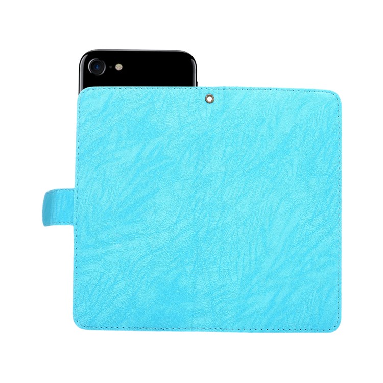 A4 Universal Leather Wallet Mobile Phone Cover Casing for iPhone 8 7 / Samsung Galaxy S4 with Lanyard - Blue-6