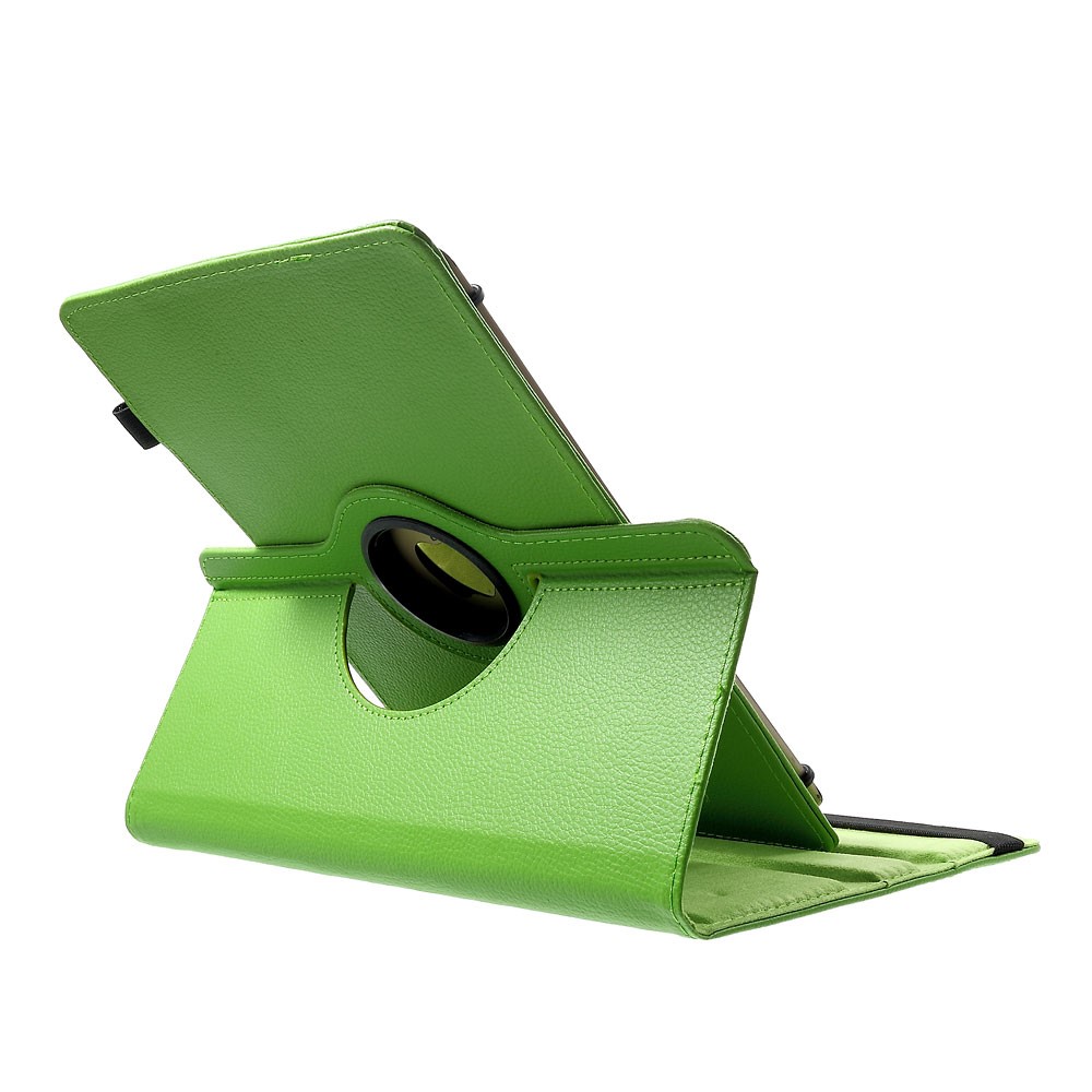 Cubierta de Soporte de Cuero Litchi Rotativo de 360 ​​grados Para Tabletas de 9-10 Pulgadas, Tamaño: 24-26 cm x 16-18.5cm - Verde