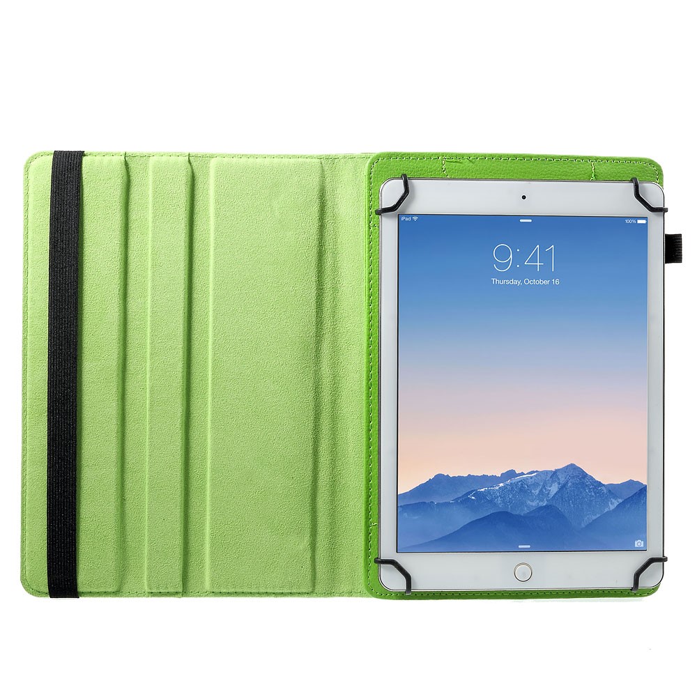 360 Degree Rotary Litchi Leather Stand Cover for 9-10 inch Tablets, Size: 24-26cm x 16-18.5cm - Green-6