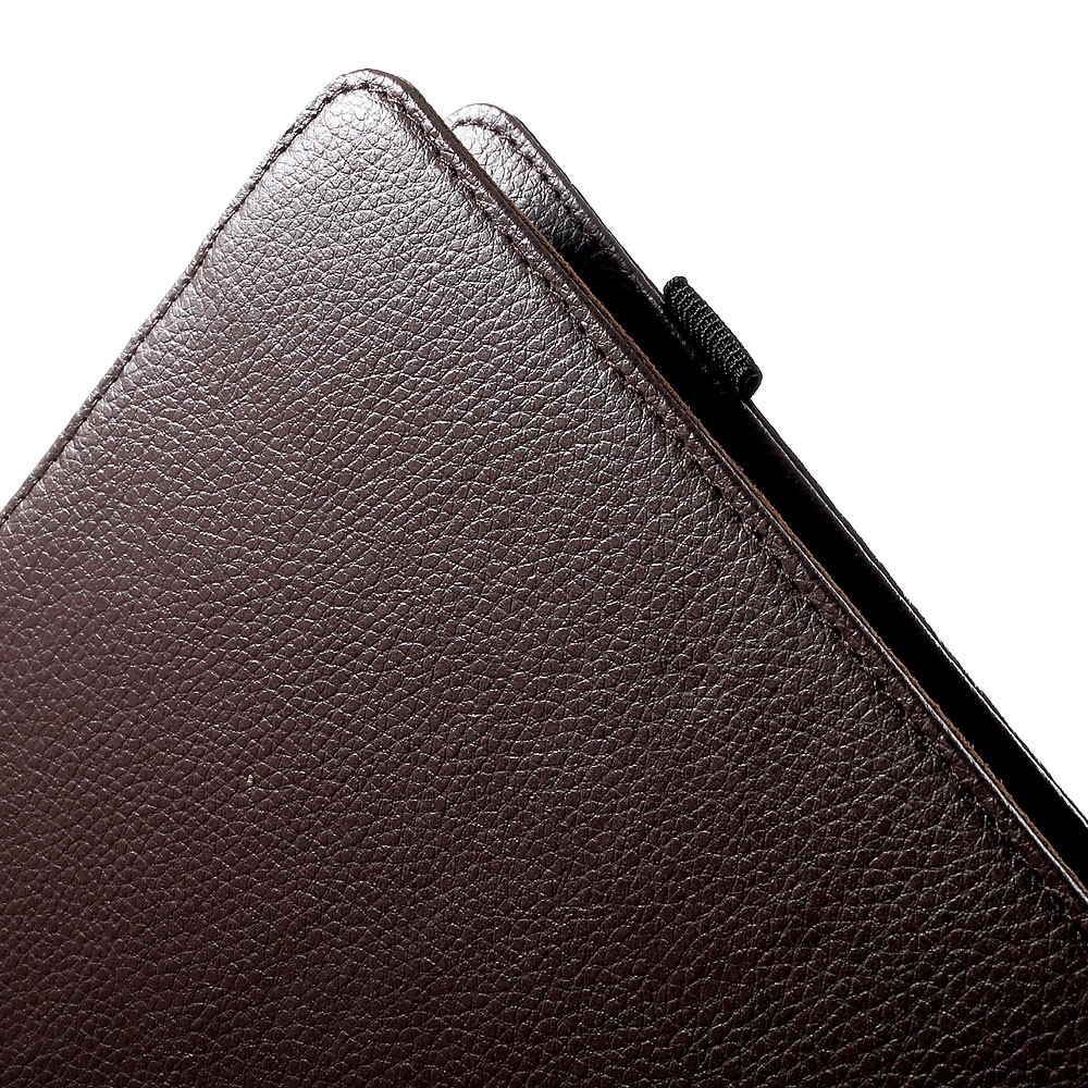 360 Degree Rotary Stand Litchi Leather Folio Case for 9-10 inch Tablets, Size: 24-26cm x 16-18.5cm - Coffee-10