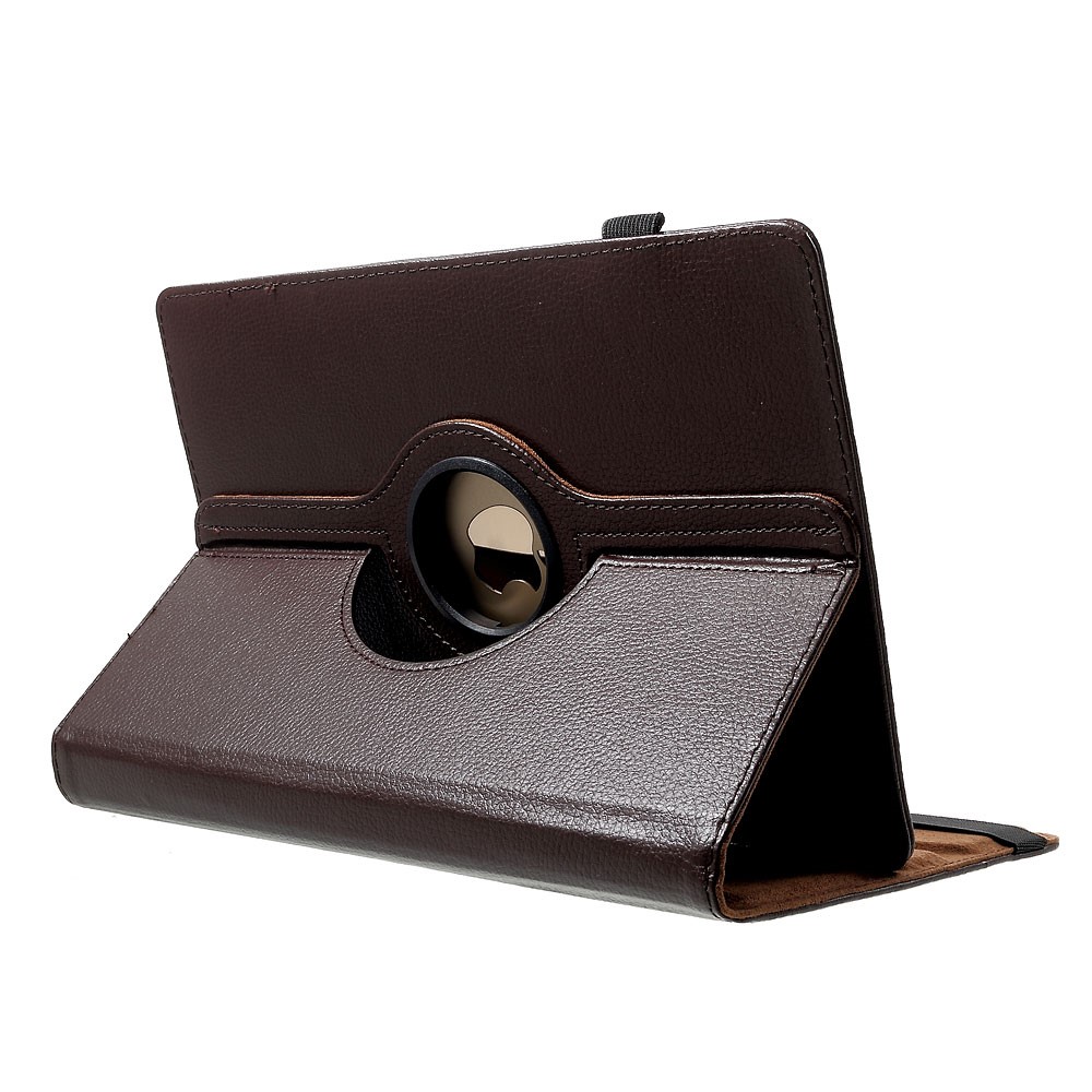 360 Degree Rotary Stand Litchi Leather Folio Case for 9-10 inch Tablets, Size: 24-26cm x 16-18.5cm - Coffee-2