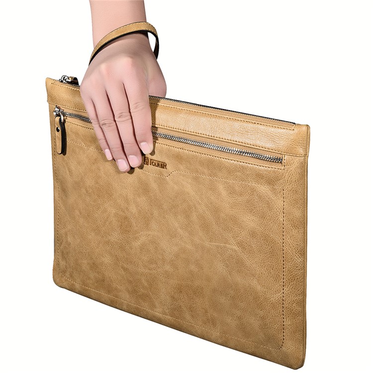 ICARER Genuine Leather Zipper Sleeve Pouch Case for iPad Mini 4 Etc-21