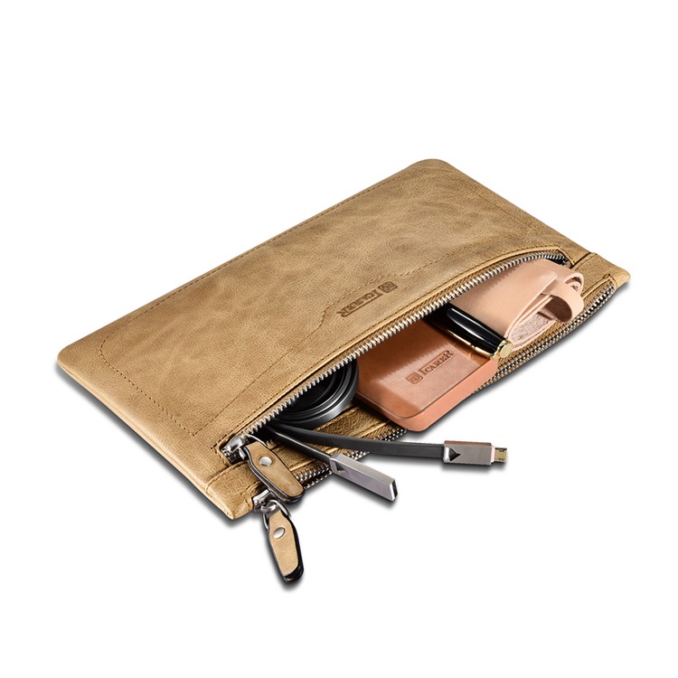 ICARER Genuine Leather Zipper Sleeve Pouch Case for iPad Mini 4 Etc-24