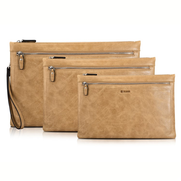 ICARER Genuine Leather Zipper Sleeve Pouch Case for iPad Mini 4 Etc-26