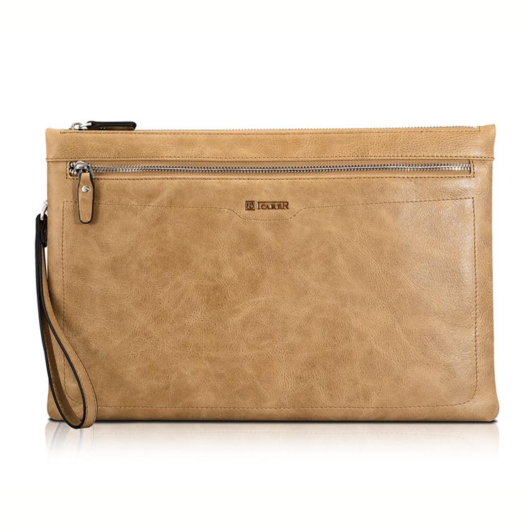 ICARER Genuine Leather Zipper Sleeve Pouch Case for iPad Mini 4 Etc-5