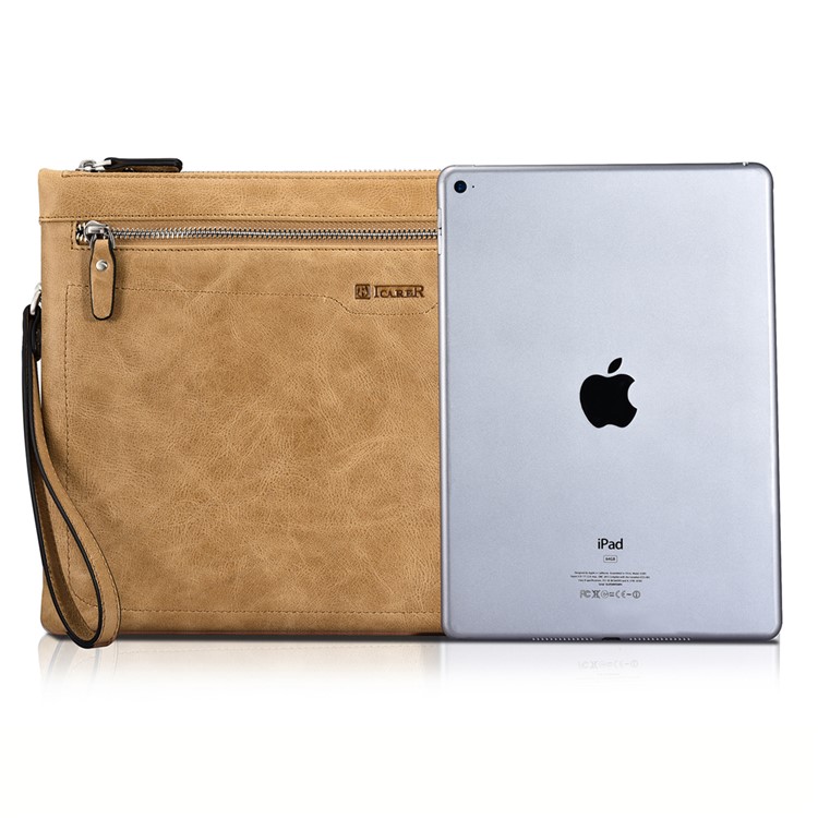 ICARER Genuine Leather Zipper Sleeve Pouch Case for iPad Mini 4 Etc-6
