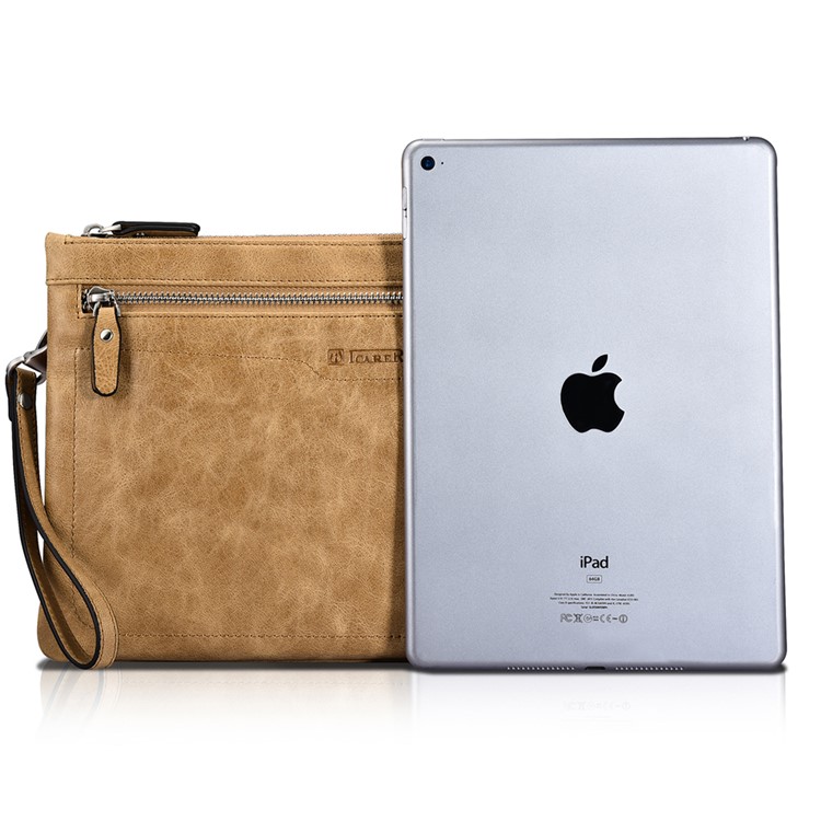 ICARER Genuine Leather Zipper Sleeve Pouch Case for iPad Mini 4 Etc-9