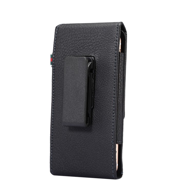 Lychee Grain Vertical Card Holder Holster Pouch Case with Belt Clip for iPhone 8 7 / 6s Etc., Size: 145 x 71 x 18mm - Black-2