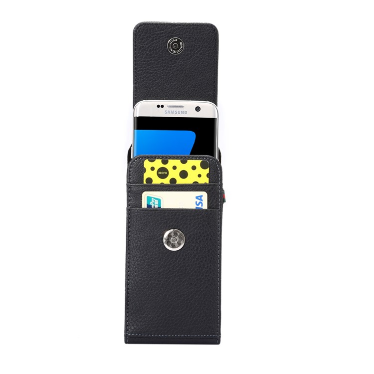 Cinto De Couro Litchi Cinto Estojo Estojo Vertical Para Samsung S7 Borda, Tamanho: 16 X 7.8 X 1.8cm - Preto-3