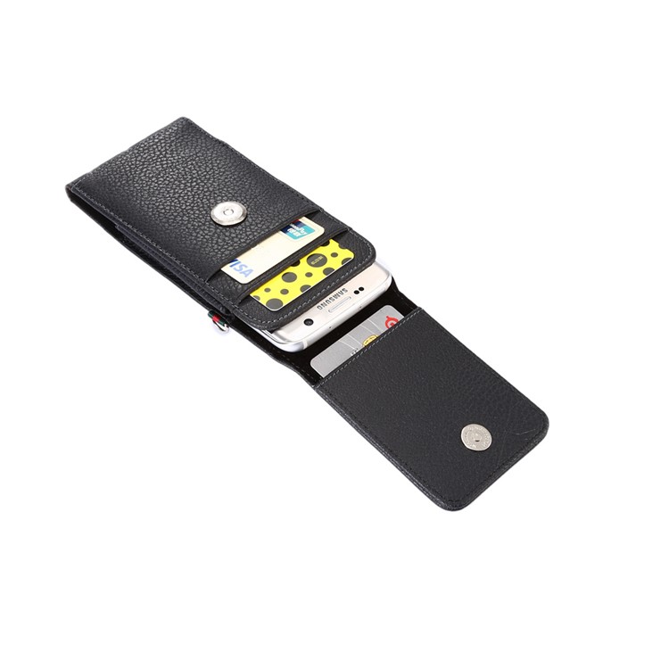 Cinto De Couro Litchi Cinto Estojo Estojo Vertical Para Samsung S7 Borda, Tamanho: 16 X 7.8 X 1.8cm - Preto-4