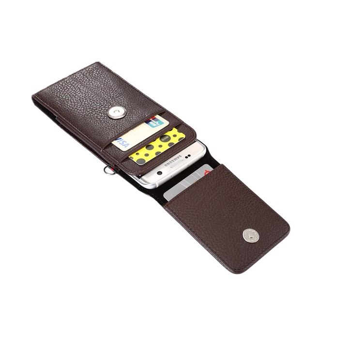 Litchi Grain Leather Belt Clip Vertical Holster with Strap for Samsung S7 Edge, Size: 16 x 7.8 x 1.8cm - Brown-4