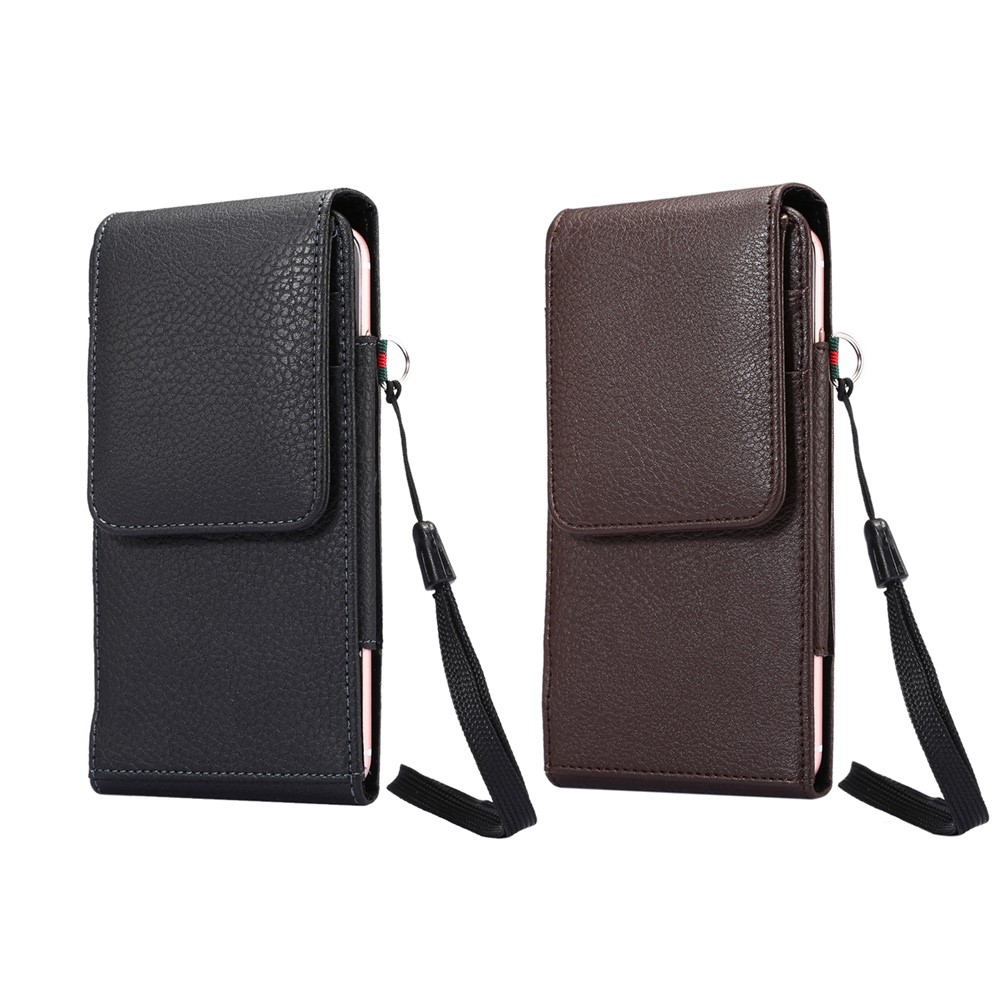 Card Slots Litchi Leather Holster Cover for iPhone 8 Plus /Samsung Galaxy S9+/ Note 8/Huawei Mate 9 etc, Size: 16.5 x 8.1 x 1.5cm - Black-10