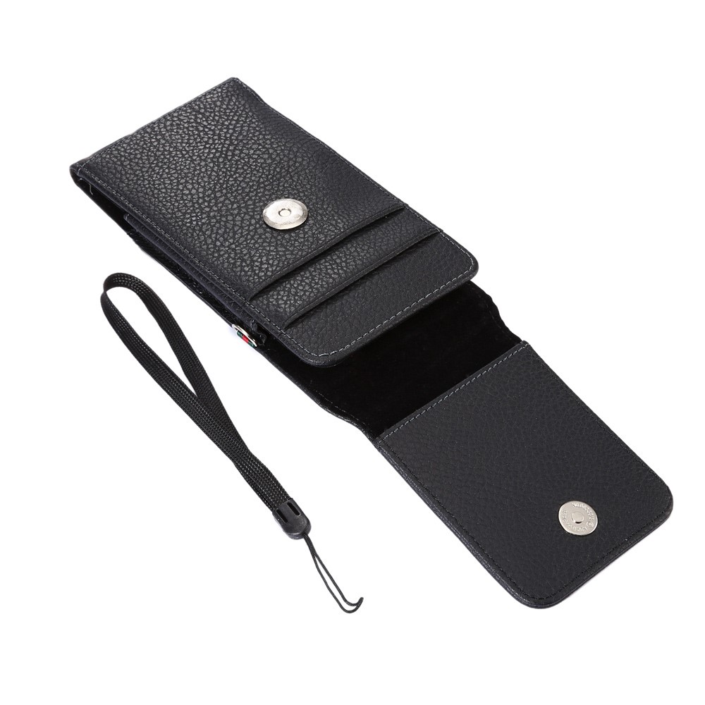 Card Slots Litchi Leather Holster Cover for iPhone 8 Plus /Samsung Galaxy S9+/ Note 8/Huawei Mate 9 etc, Size: 16.5 x 8.1 x 1.5cm - Black-5