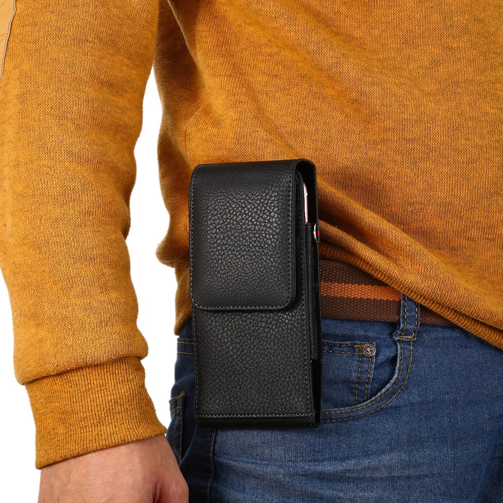 Card Slots Litchi Leather Holster Cover for iPhone 8 Plus /Samsung Galaxy S9+/ Note 8/Huawei Mate 9 etc, Size: 16.5 x 8.1 x 1.5cm - Black-8