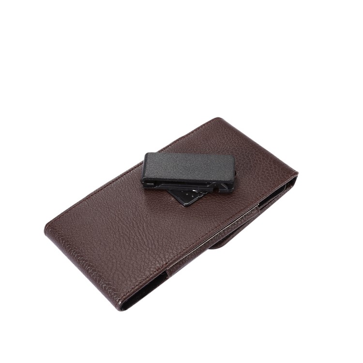Litchi Leather Holster Card Holder Case for iPhone 8 Plus /Samsung Galaxy S9+/ Note 8/Huawei Mate 9 etc, Size: 16.5 x 8.1 x 1.5cm - Brown-6