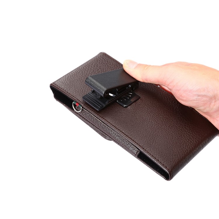 Litchi Leather Holster Card Holder Case for iPhone 8 Plus /Samsung Galaxy S9+/ Note 8/Huawei Mate 9 etc, Size: 16.5 x 8.1 x 1.5cm - Brown-7