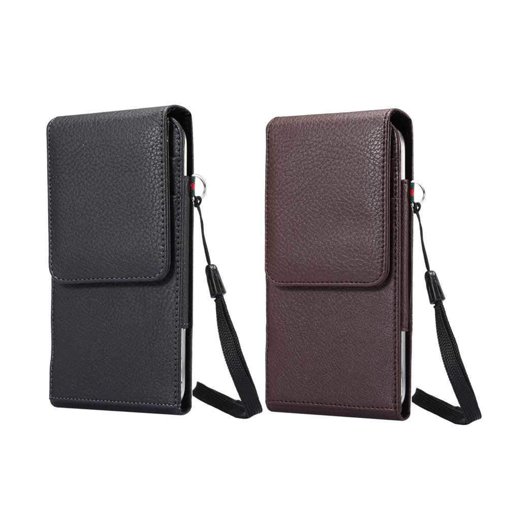 Slots de Carte Litchi Leather Holster Cover Pour Samsung Mega 6.3 / Mega 5.8, Etc., Taille: 17 x 8,5 x 1,5 cm - le Noir