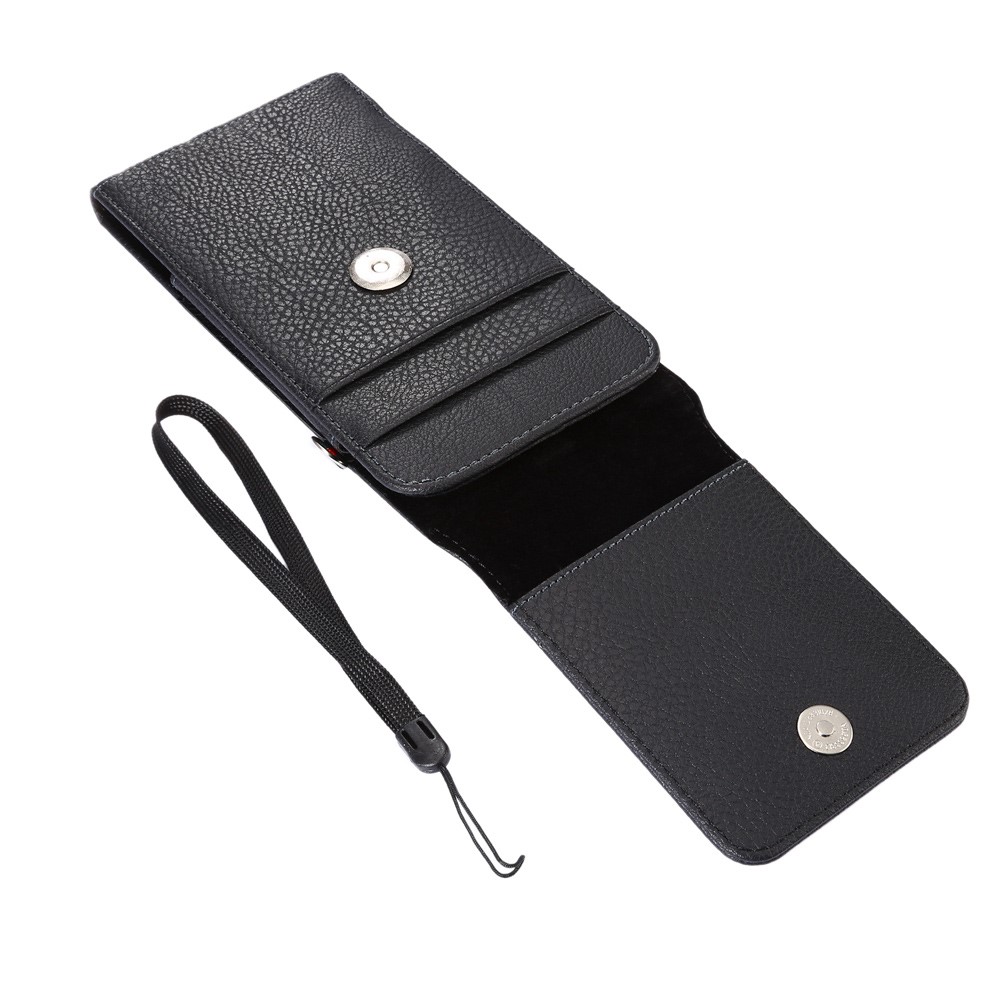 Slot di Carte Cover Della Fondina in Pelle Litchi Per Samsung Mega 6.3/Mega 5.8 Ecc., Dimensioni: 17 x 8,5 x 1,5 cm - Nero-5