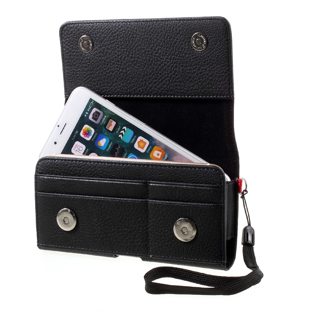 Litchi Leder-holster-deckung Dual-layer-münz-/karten-slots-beutel Für Iphone 8 Plus / Samsung S9+, Größe: 160 x 83 x 10 mm