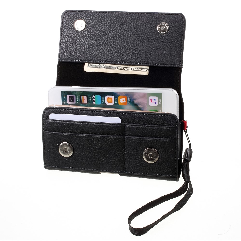 Couvrer en Cuir Litchi Cover Dual-couche Coin / Card Slots Slots Pouch Pour Iphone 8 Plus / Samsung s9 +, Taille: 160 x 83 x 10 mm