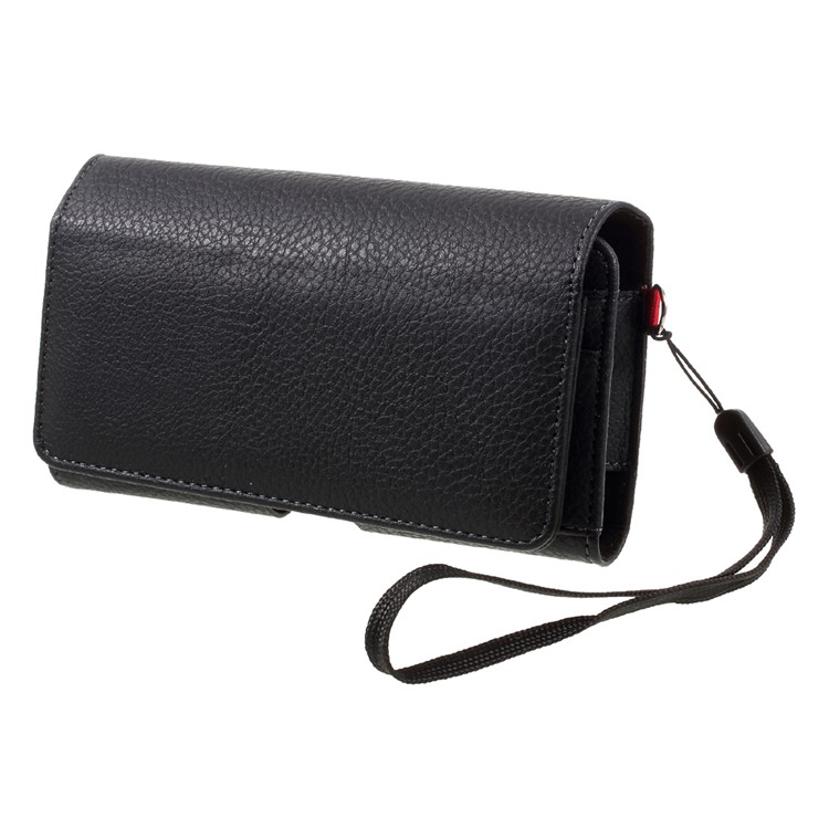 Litchi Grain Leather Holster Case Dual-layer Coin/Card Slots Pouch for iPhone X/8 /Samsung S9 S8, Size: 147 x 73 x 10mm