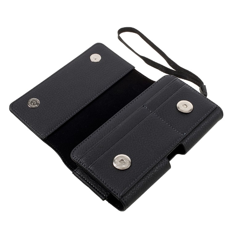 Bolsa De Ranuras De Cuero / Doble Moneda De Doble Capa De La Caja De La Pistolera De Cuero Del Grano De Litchi Para Iphone X / 8 / Samsung S9 S8, Tamaño: 147 X 73 X 10 Mm-4