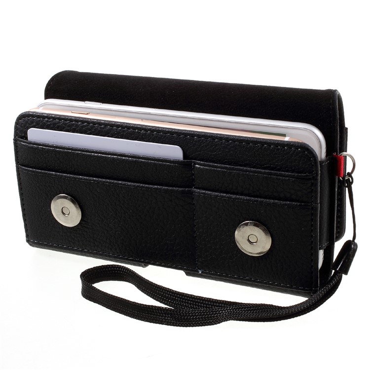 Bolsa De Ranuras De Cuero / Doble Moneda De Doble Capa De La Caja De La Pistolera De Cuero Del Grano De Litchi Para Iphone X / 8 / Samsung S9 S8, Tamaño: 147 X 73 X 10 Mm-5