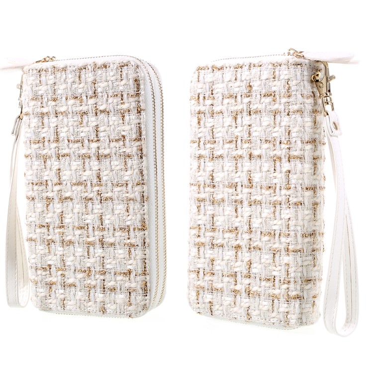 PU Leather Wallet Pouch Handbag for iPhone 7 Plus, Size: 162 x 82mm - Stitched Pattern / White-1