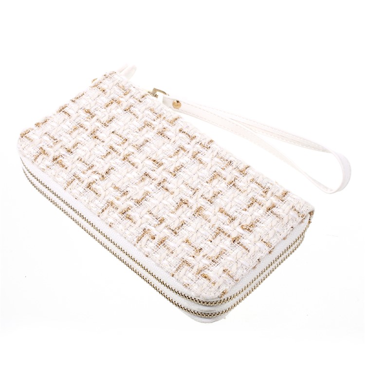 PU Leather Wallet Pouch Handbag for iPhone 7 Plus, Size: 162 x 82mm - Stitched Pattern / White-2
