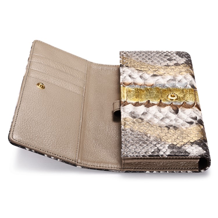 ICARER Universal Python Leather Wallet for iPhone 7 Plus etc., Inner Size: 175 x 80 x 25mm - Gold-10