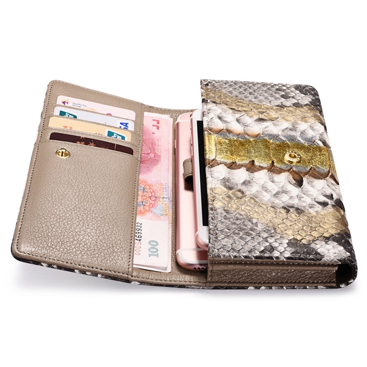 ICARER Universal Python Leather Wallet for iPhone 7 Plus etc., Inner Size: 175 x 80 x 25mm - Gold-11