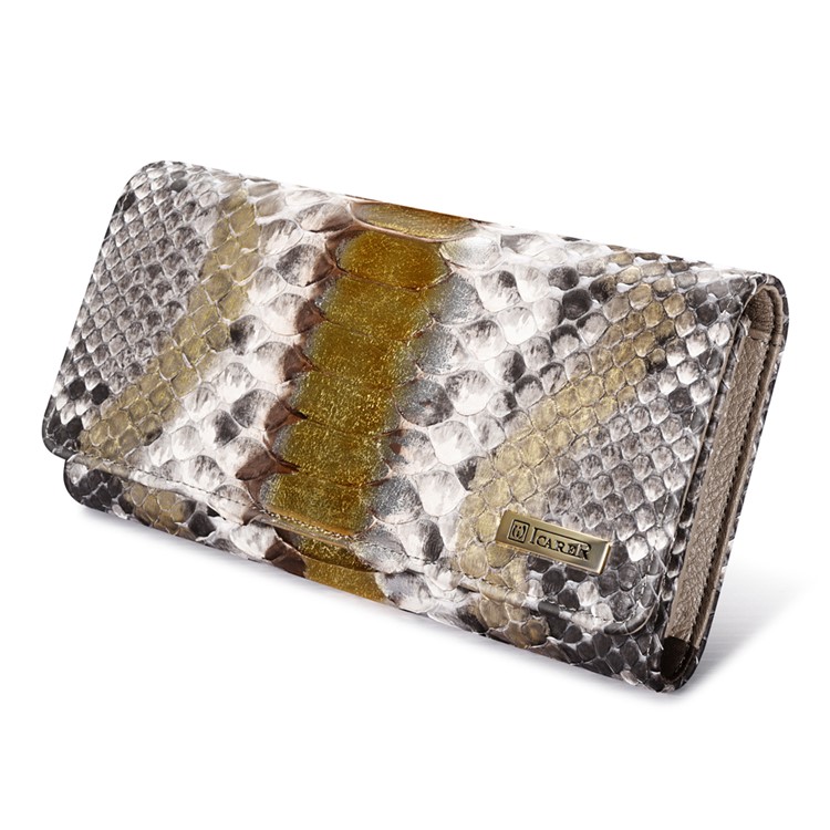 ICARER Universal Python Leather Wallet for iPhone 7 Plus etc., Inner Size: 175 x 80 x 25mm - Gold-5