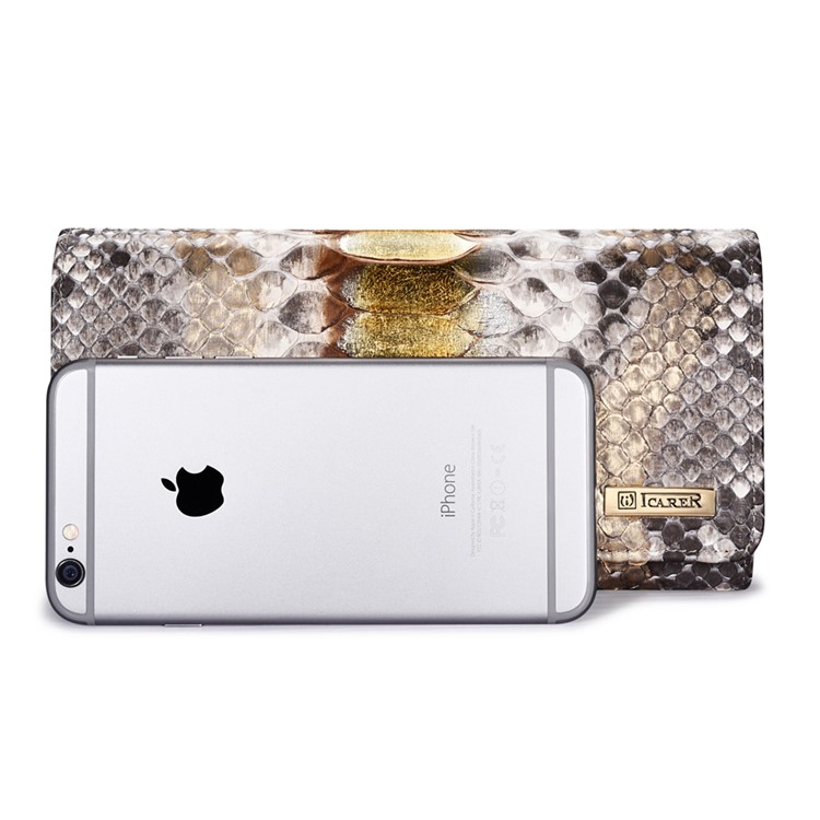 ICARER Universal Python Leather Wallet for iPhone 7 Plus etc., Inner Size: 175 x 80 x 25mm - Gold-7