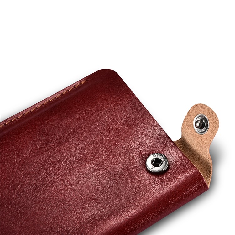 ICARER 5.5 inch Universal Retro Vegetable Tanned Leather Pouch for iPhone 7 Plus etc, Size: 15.5 x 8.1 x 0.5cm - Wine Red-7