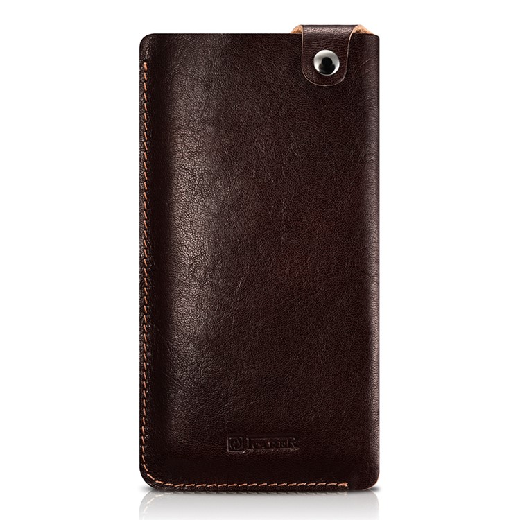 ICARER 5.5 inch Universal Retro Vegetable Tanned Leather Sleeve for iPhone 7 Plus etc, Size: 15.5 x 8.1 x 0.5cm - Coffee-5