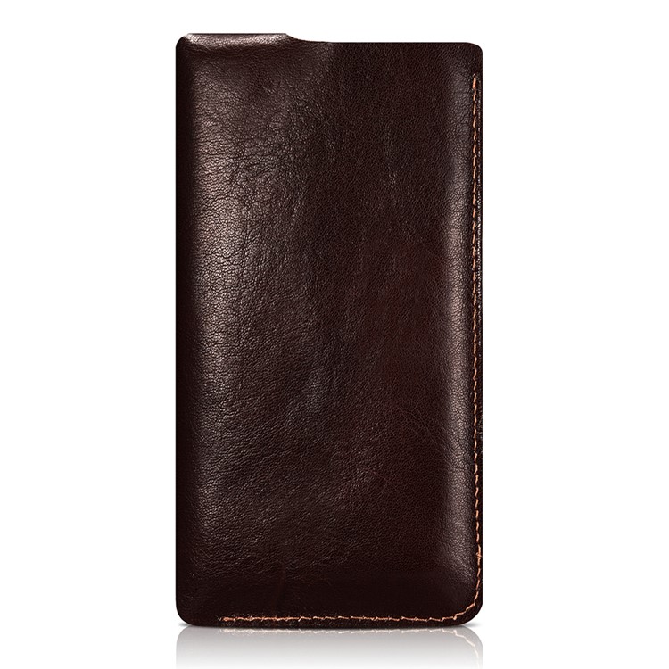 ICARER 5.5 inch Universal Retro Vegetable Tanned Leather Sleeve for iPhone 7 Plus etc, Size: 15.5 x 8.1 x 0.5cm - Coffee-6