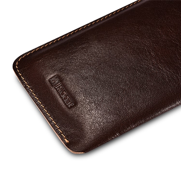 ICARER 5.5 inch Universal Retro Vegetable Tanned Leather Sleeve for iPhone 7 Plus etc, Size: 15.5 x 8.1 x 0.5cm - Coffee-8