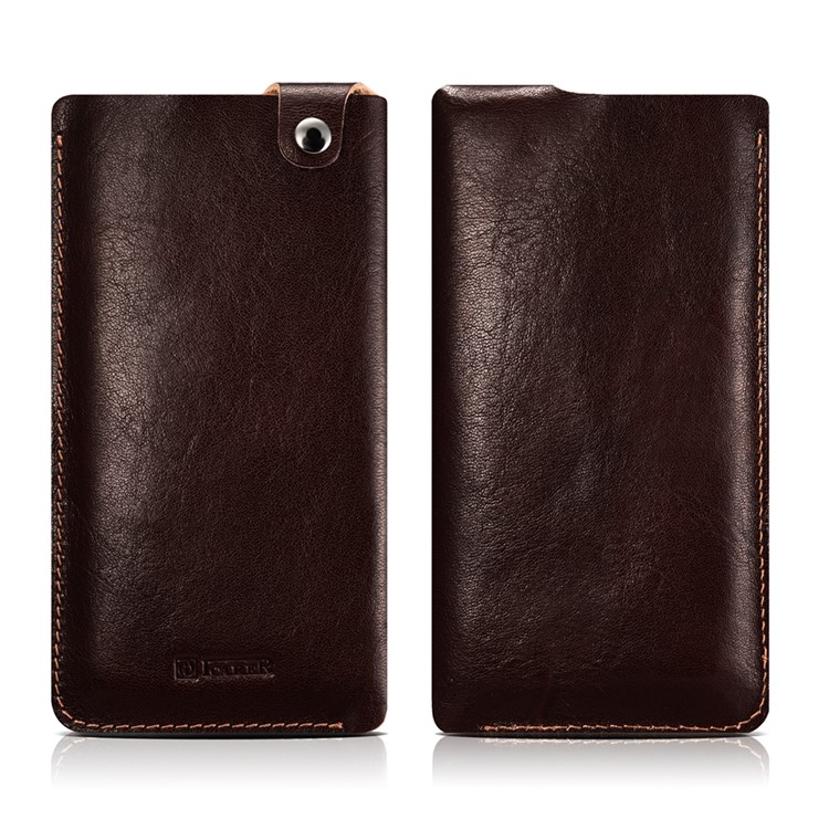 ICARER 5.5 inch Universal Retro Vegetable Tanned Leather Sleeve for iPhone 7 Plus etc, Size: 15.5 x 8.1 x 0.5cm - Coffee-9